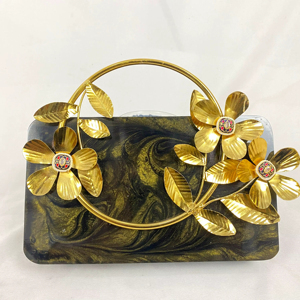 Handcrafted Designer Luxury Evening Bridal Clutch Ladies Sling Bag Resin Pearl Decor Fashion Accessory for Weddings - Product Image 1