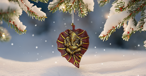 Modern Style Hand-Carved Ganesha Sculpture <b>Leaf</b>-Design Aluminium <b>Wall</b> Hanging for Home or Office <b>Decorative</b> Purpose - Product Image 4