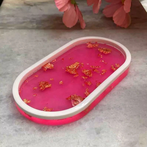 Bandeja Decorativa de Resina en Varios Colores, Organizador de Cosméticos, Decoración del Hogar, Bandeja Ovalada de Resina, Bandeja de Tocador de Alta Calidad - Product Image 1