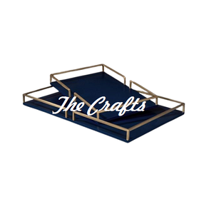 ชุดถาดเสิร์ฟขนมพร้อมหูจับสีทองถาดชากาแฟมีขนาดแตกต่างกันสองขนาด - Product Image 1