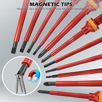 Jeu de 13 mini tournevis, finition chromée, 100 mm, manche isolé en PP interchangeable, outils à main pour électricien, projets de bricolage à domicile