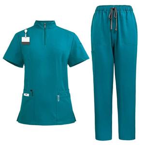 Uniformes de hospital transpirables de servicio OEM para enfermera, uniformes médicos informales para mujer, conjunto de manga corta con bordado personalizado - Product Image 6