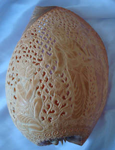 เครื่องประดับเปลือกหอยแกะสลักลายเมโลแอมโบราเปลือกหอยเป็นของฝากทางศาสนาที่สวยงามและมีลวดลายตามหลักฮวงจุ้ย - Product Image 4