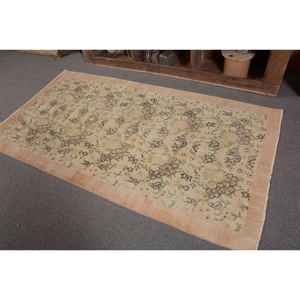 Tapis turc Vintage Beige Vert 3.5 X 6.6ft fait à la main en laine grande surface Patchwork Design rectangulaire couloir Latex pour la décoration de la chambre - Product Image 3