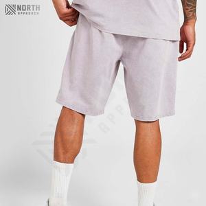 กางเกงขาสั้นผ้าฝ้ายเทอร์รี่สไตล์วินเทจซักได้ทั้งชายและหญิงทำจากผ้าฝ้ายผ้าดิบขอบผ้าตาข่ายแบบมีลาย - Product Image 4