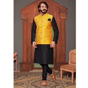 Haute qualité inde hommes taille libre ethnique soie Kurta pyjama veste fête de mariage porter Maruti Collection de mode - Product Image 1
