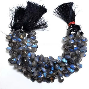 Perles à facettes en forme de poire en labradorite brins de briolette pour la fabrication de bijoux en pierre - Product Image 1