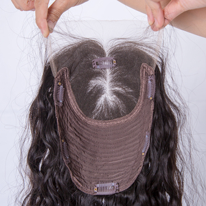 Prêt à expédier : Topper capillaire naturel lisse avec dentelle frontale et dos tissé, 16 pouces, 100 % cheveux humains vierges européens non traités - Product Image 1
