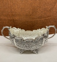 Cuenco de decoración Chapado en plata para el hogar, Urli, duradero, hecho a mano, 10,5 pulgadas, para decoración y regalo, novedad