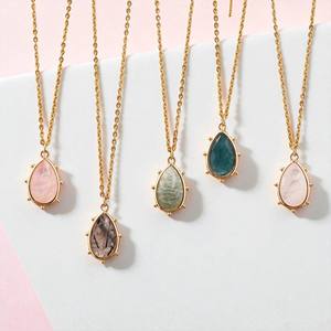 Poire Forme Blanc Quartz Pierres Précieuses Lunette Charme Pendentif Collier-18 Pouces Collier Bijoux-Bijoux Personnalisés - Product Image 2