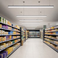 Luminaire linéaire LED suspendu en aluminium pour allée de supermarché 1200 mm, intensité variable 6000K, lampe de plafond commerciale