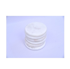 Posavasos de mármol natural 4 100% Juego de posavasos de piedra de mármol de bebida redonda de 4 "para evitar encimeras de diseño - Product Image 1