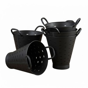 Juego de 3 Macetas Colgantes de Metal Vintage al por Mayor, Estilo Rústico, Color Marrón y Crema, Decoración de Pared con Cubo de Oliva para Interiores del Hogar - Product Image 3