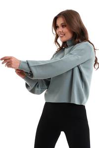 Personnalisé de Haute Qualité Tricots Femmes Pull Tricoté Manches Ballon Col Roulé Élégant et Élégant Pull Chaud Services ODM OEM - Product Image 3