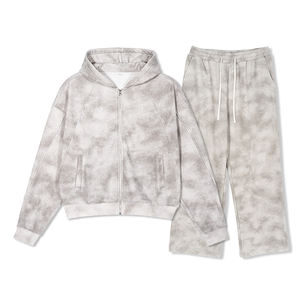 Conjunto de Ropa Deportiva de Invierno para Hombre, Pantalones Deportivos de Felpa Gruesa, Sudadera Corta Extra Grande Personalizada con Capucha, Pantalones Deportivos con Logotipo Estampado de Secado Rápido - Product Image 1