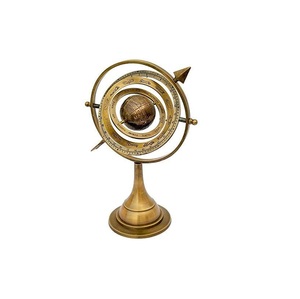 Unique brass armillary with <b>compass</b> base and <b>vintage</b> marine character for use as a centerpiece or decorative model - Product Image 3