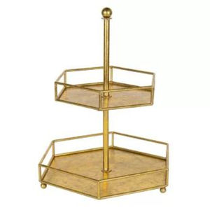 Meilleures ventes de supports à gâteaux en laiton, forme hexagonale, support de présentation doré, plateau de présentation pour les mariages, les anniversaires, la décoration de table - Product Image 1