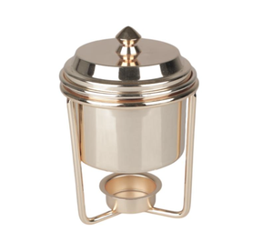 Chauffe-plat en acier inoxydable avec support et élégant Hotpot de buffet au fini argent doré pour les présentations de buffet de qualité supérieure - Product Image 1