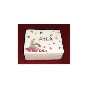 Dernier produit Coffrets cadeaux de bijoux incrustés de nacre de couleurs mélangées magnifiques avec décoration de festival Boîte incrustée de vadrouille en marbre blanc - Product Image 1