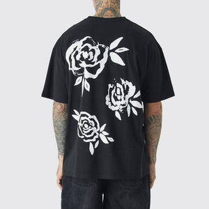 Ropa de gimnasio con estampado de algodón 100% personalizado, camiseta de manga corta de gran tamaño, cuello redondo, secado rápido, transpirable para deportes informales, Fitness - Product Image 3