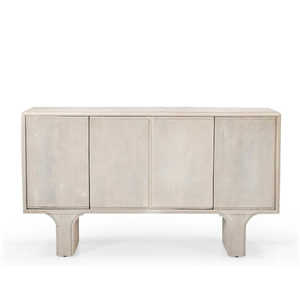 Aparador Moderno Milo de Madera de Mango Maciza con 4 Puertas y Acabado Blanqueado para Sala de Estar y Dormitorio - Product Image 1