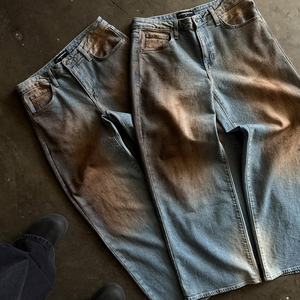 ผู้ผลิตเสื้อผ้า <span class=keywords><strong>ก</strong></span>างเกงยีนส์เดนิมทรงตรงขากว้างแบบวินเทจ ผ่าน<span class=keywords><strong>ก</strong></span>ระบวนการฟอ<span class=keywords><strong>ก</strong></span>สีและขัดเงา สำหรับผู้ชาย คุณภาพดี ผลิตตามสั่ง - Product Image 2