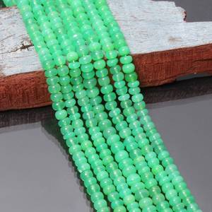 Cuentas de piedras preciosas Rondelle lisas de crisoprasa verde Natural, cuentas de piedra pulida de 4-5mm para la fabricación de collares de joyería a precio a granel - Product Image 2