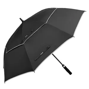 54/62/68 Zoll automatischer offener Golf-Regenschirm extra groß Übergröße doppelter Vordach belüftet winddicht wasserdicht Stick-Regenschirme