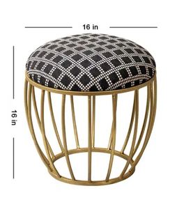 Modern design metallic sitting stool gold cage legs ottoman fancy usage home hotel room restaurant indoor outdoor living room - Product Image 4