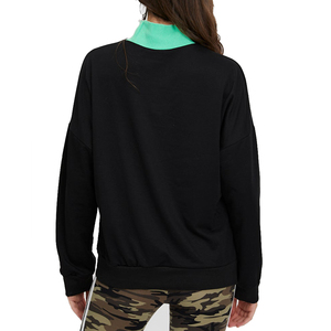 Sudadera recortada de estilo elegante para mujer, Sudadera de cuello simulado con contraste personalizado y cuello alto, logotipo personalizado de algodón - Product Image 3