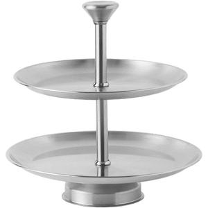 Soporte de pastel de metal elegante y resistente de 2 niveles, perfecto para bodas, fiestas y exhibiciones de postres, diseño duradero y elegante - Product Image 1