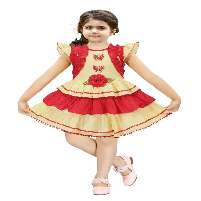 New Design 2023 Flower Fashion Set Baby Girl 4 Layered Dresses In Low Price From India Wholesaler