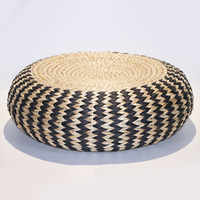Pouf en jacinthe d'eau fait à la main, pouf blanc reposant, banc ottoman, coussins de chaise respectueux de l'environnement