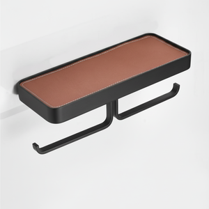 Exclusivo Soporte Doble para Papel Higiénico JIBP14 con Estante, Color Marrón y Negro, Soporte de Pared para Rollo de Papel Higiénico, Venta al por Mayor - Product Image 2