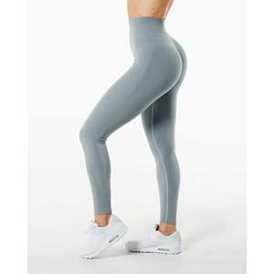Seamless <b>Knit</b> Fabric 51% Polyamide 38% Polyester 11% Elastane Tapered High Waisted Utility Grey Womens Seamless Scrunch <b>Legging</b> - Product Image 4