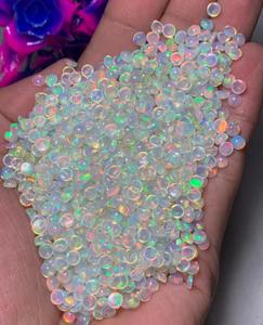 Opalite d'Éthiopie naturelle blanche certifiée par des tiers, qualité AA, cabochon Welo Fire Top, pierres précieuses en vrac polies de 4 mm, 5 mm, 6 mm - Product Image 2