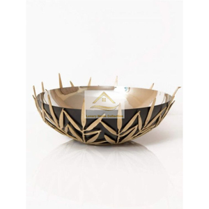 Grand plateau de service moderne pour la maison et l'hôtel Sie Leaf Cum Bowl couleur or avec accessoires d'affichage de nourriture à 3 niveaux pour ustensiles de cuisine - Product Image 5