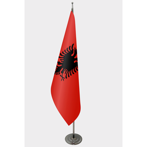 Drapeau d'intérieur officiel de l'Albanie, personnalisé, 3x5 pieds, en nylon et polyester, imprimé numériquement, style fanion, avec mât en aluminium et fibre de verre - Product Image 1