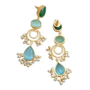 Pendientes de Latón Natural, Hechos a Mano, con Piedras Semipreciosas, Chapados en Oro de Alto Pulido, Diseño Boho Chic, Listos para Enviar al por Mayor - Product Image 6