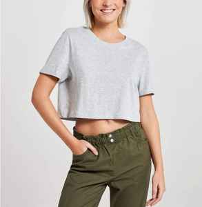 Derniers hauts courts en toile respirants à séchage rapide à manches courtes et col rond décontractés pour femmes de haute qualité tendance toutes saisons - Product Image 4