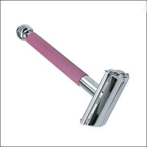 Vente en gros de rasoir de sécurité pour hommes réutilisable de qualité supérieure en acier inoxydable écologique avec manche rose lame à double tranchant - Product Image 4