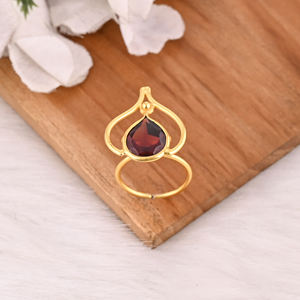 แหวนผู้หญิงพลอยโกเมนโมซัมบิกแท้ ชุบทอง แหวนวันครบรอบ แหวนปรับขนาดได้ เครื่องประดับแหวนเงินแท้ 925 - Product Image 4