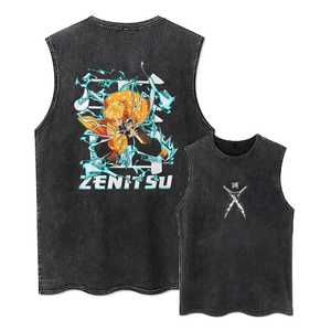 2025 hommes 275gsm demi-manches gilet rue mode acide lavage débardeur en détresse Batik Style 100% respirant coton bord ample - Product Image 5