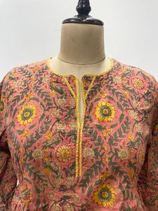 Floral Block Print Cotton Gauze Short <b>Bohemian</b> Tank <b>Top</b> Kyra Women Summer Daywear - Product Image 4