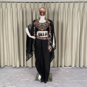 Conjunto de Blusa de Seda Rangoli VASTRA COTTAGE con Dhoti y Chal, Bordado con Lentejuelas, Listo para Usar, Ropa Étnica para Fiestas - Product Image 3