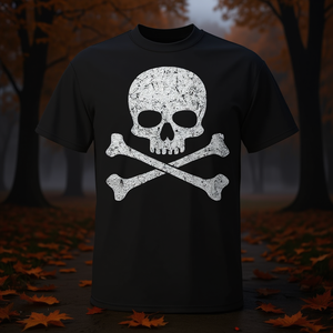 T-shirt con teschio e ossa incrociate Jolly Roger per Halloween, per ragazzi e ragazze, abbigliamento promozionale di Halloween - Product Image 3