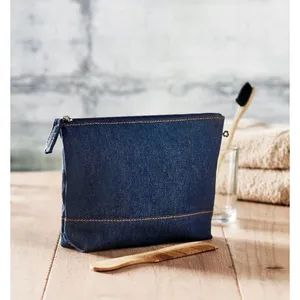 Style Pouch Recycled <b>Denim</b> Trousse Sustainable Toiletry Bag Made From Eco-Friendly <b>Materials</b> - Product Image 2