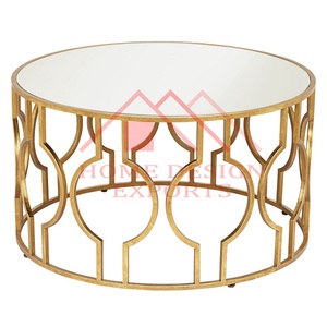 Table basse en métal fini doré haut noir meubles centre de salon Table - Product Image 5