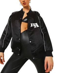 Blousons aviateur en satin personnalisé pour femmes Fournisseur en gros Commande en gros Blousons aviateur en satin avec logo personnalisé - Product Image 4