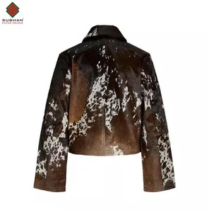 Chaqueta de Cuero Vacuno Genuino para Mujer |   Abrigo de Moda de Piel de Vaca con Pelo Natural para Mujer, Chaqueta de Cuero de Piel de Vaca con Pelo Natural - Product Image 4